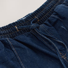 Load image into Gallery viewer, Indigo Blue Pintuck Wide Leg Denim Joggers
