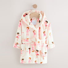 Load image into Gallery viewer, White/Pink Ballerina Fleece Dressing Gown (1.5-10yrs)
