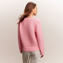 Load image into Gallery viewer, Pink Ribbed V-Neck Knitted Jumper

