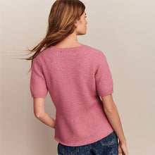 Load image into Gallery viewer, Blush Pink Scoop Neck Peplum Knitted Top With Wool

