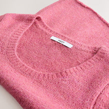 Load image into Gallery viewer, Blush Pink Scoop Neck Peplum Knitted Top With Wool
