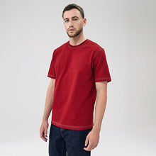Load image into Gallery viewer, Burgundy Red Contrast Stitch Regular Fit Heavyweight T-Shirt
