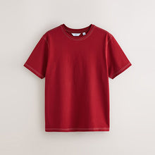 Load image into Gallery viewer, Burgundy Red Contrast Stitch Regular Fit Heavyweight T-Shirt
