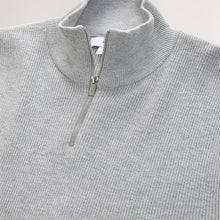 Load image into Gallery viewer, Grey Regular Fit Essential Ribbed Quarter Zip Neck Jumper

