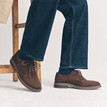 Load image into Gallery viewer, Brown Suedette Derby Shoes
