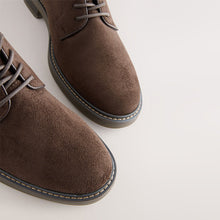 Load image into Gallery viewer, Brown Suedette Derby Shoes
