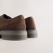 Load image into Gallery viewer, Brown Suedette Derby Shoes
