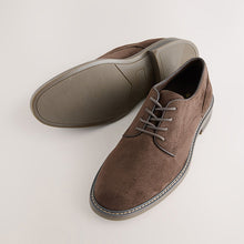 Load image into Gallery viewer, Brown Suedette Derby Shoes
