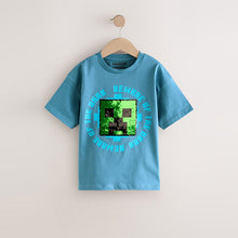 Load image into Gallery viewer, Navy Blue Minecraft Sequin T-Shirt (3-12yrs)
