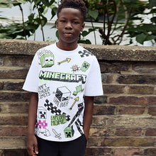 Load image into Gallery viewer, White Graffiti Single Minecraft T-Shirt (5-12yrs)
