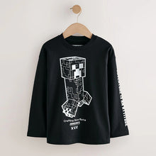 Load image into Gallery viewer, Black Creeper Minecraft Long Sleeve T-Shirt (4-12yrs)
