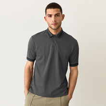 Load image into Gallery viewer, Grey Short Sleeve Smart Collar Polo Shirt
