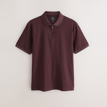 Load image into Gallery viewer, Burgundy Red Zip Neck N. Premium Smart Jaquard Polo Shirt
