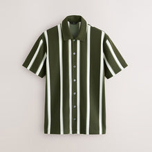 Load image into Gallery viewer, Olive Green Textured Stripe Jersey Shirt
