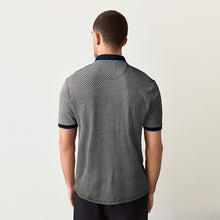 Load image into Gallery viewer, Blue Navy Geo Pattern Quarter Zip Polo Shirt
