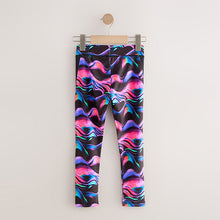 Load image into Gallery viewer, Black Multi Wave Sports Leggings (3-12yrs)
