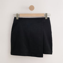 Load image into Gallery viewer, Black Corduroy Mini Wrap Skirt

