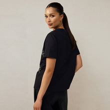 Load image into Gallery viewer, Black Embelished Bow Crew Neck T-Shirt
