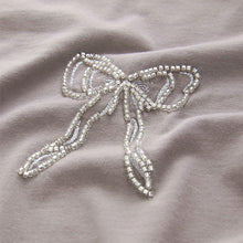 Load image into Gallery viewer, Lilac Purple Short Sleeve Embellished Bow T-Shirt
