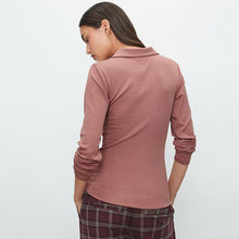 Load image into Gallery viewer, Pink N. Premium Long Sleeve Collar Polo Top
