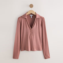 Load image into Gallery viewer, Pink N. Premium Long Sleeve Collar Polo Top
