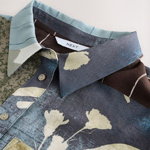 Load image into Gallery viewer, Blue Abstract Spliced Print Long Sleeve Button Down Shirt
