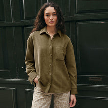 Load image into Gallery viewer, Khaki Green Corduroy Long Sleeve Shacket
