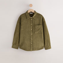 Load image into Gallery viewer, Khaki Green Corduroy Long Sleeve Shacket
