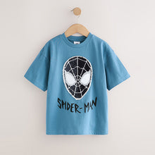 Load image into Gallery viewer, Blue Sequin Spiderman Short Sleeve T-Shirt (3-12yrs)

