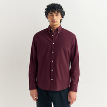 Load image into Gallery viewer, Burgundy Red Stretch Oxford Long Sleeve Shirt
