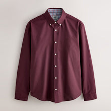 Load image into Gallery viewer, Burgundy Red Stretch Oxford Long Sleeve Shirt
