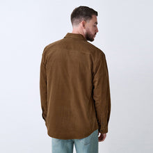 Load image into Gallery viewer, Tan Brown Western Styling Long Sleeve Cord Shirt
