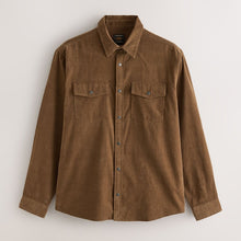 Load image into Gallery viewer, Tan Brown Western Styling Long Sleeve Cord Shirt

