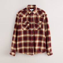 Load image into Gallery viewer, Damson Red Western Style Ombre Check Long Sleeve Shirt
