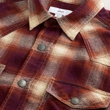 Load image into Gallery viewer, Damson Red Western Style Ombre Check Long Sleeve Shirt
