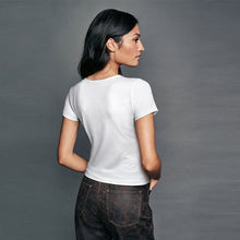 Load image into Gallery viewer, White Soft Touch Slinky Crew Neck Short Sleeve T-Shirt
