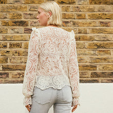 Load image into Gallery viewer, Ecru Paisley Lace V-Neck Blouse
