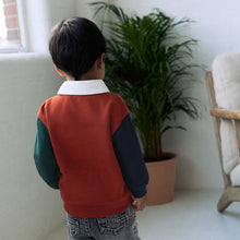 Load image into Gallery viewer, Rust Brown Colourblock Long Sleeve Rugby Polo Shirt (3mths-6yrs)
