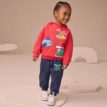 Load image into Gallery viewer, Red/Navy Blue Appliqué Transport Hoodie And Joggers Set (3mths-6yrs)
