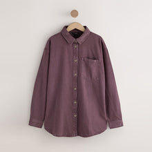 Load image into Gallery viewer, Berry Red Oversize Denim Shirt
