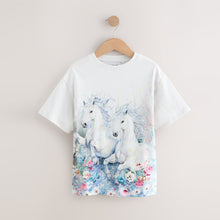 Load image into Gallery viewer, White Horses Oversized Graphic Print T-Shirt (3-12yrs)
