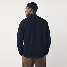 Load image into Gallery viewer, Navy Blue Jersey Twill Popper Shacket
