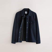 Load image into Gallery viewer, Navy Blue Jersey Twill Popper Shacket
