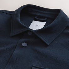 Load image into Gallery viewer, Navy Blue Jersey Twill Popper Shacket

