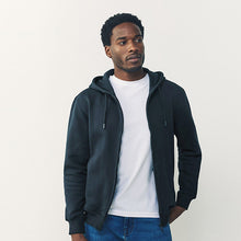Load image into Gallery viewer, Navy Blue Cotton Rich Heavyweight Jersey Full Zip Hoodie
