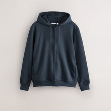 Load image into Gallery viewer, Navy Blue Cotton Rich Heavyweight Jersey Full Zip Hoodie
