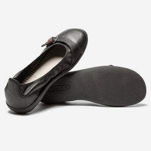 MALINE Women's Ballerinas Comfort Black Leather