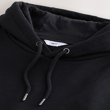 Load image into Gallery viewer, Black Regular Fit Heavyweight Cotton Rich Jersey Hoodie
