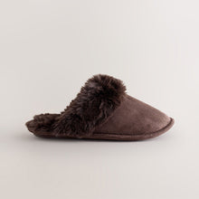 Load image into Gallery viewer, Chocolate Brown Faux Fur Mule Slippers
