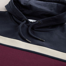 Load image into Gallery viewer, Burgandy Red/Navy Blue/Ecru White Overhead Hoodie Colour Blocking Sweatshirt

